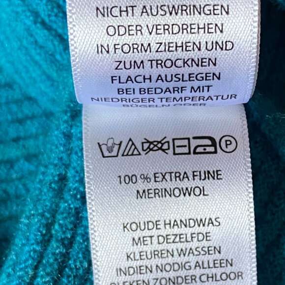 Tahari Deep Turquoise Ribbed Extra Fine Merino Wool Medium Three-Quarter Sleeve - Picture 10 of 10